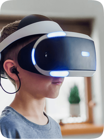 Student with headset